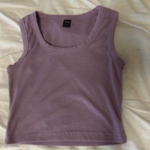 High-Necked Lavender Purple Ribbed Tanktop